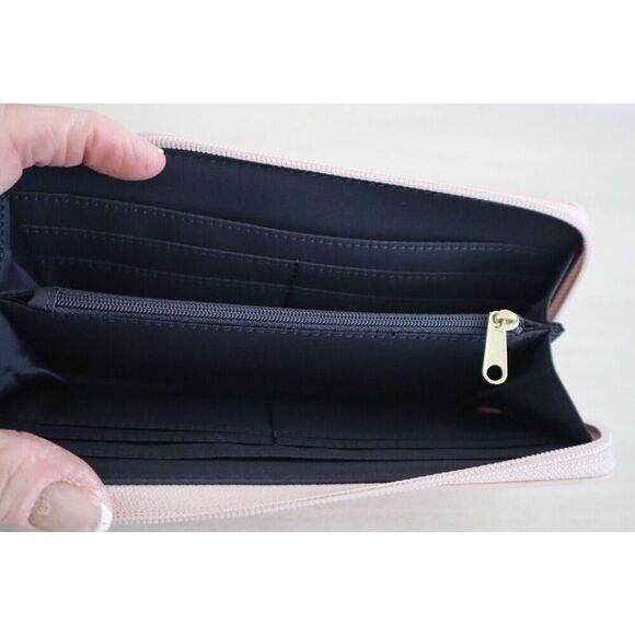 Tommy Hilfiger Women's Pink Logo Embossed Zip Around PU Leather Wallet - Picture 3 of 7